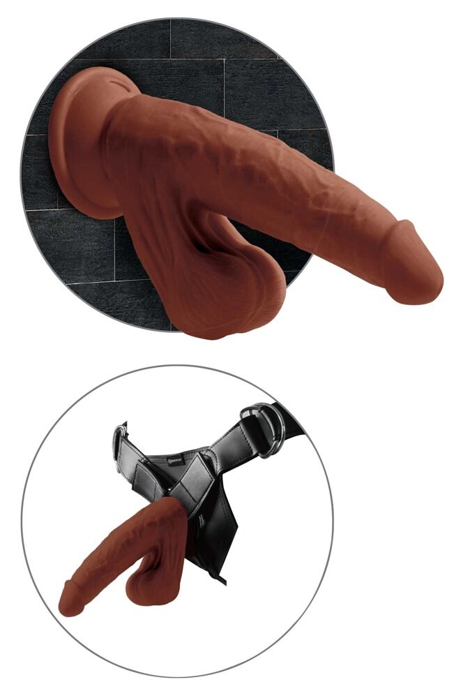 Dildo „Triple Density Cock with Swinging Balls“, hyperrealistisch mit schwingenden Hoden