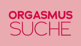 Werbemittel mit einfarbig rosanem Hintergrund. In großer roter Schrift steht: "Orgasmussuche".