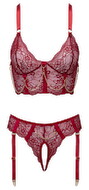 Dessous-Set aus dunkelroter Spitze