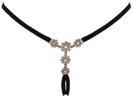 Ouvert-String mit Strass-Blüten