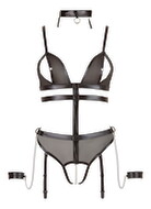 Body ouvert, Wetlook und Powernet in Harness-Optik inkl. Halsband