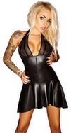 Minikleid „Immoral Exclusive“ im Powerwetlook mit Powernet und Lack-Details