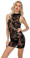 Minikleid „Boudoir Stories Exclusive“ aus Stretchtüll mit Floral-Samtflockprint