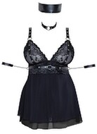 Babydoll plus Bondage-Schal, Halsband und Armfesseln