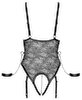 Straps-Body ouvert aus Spitze in Harness-Optik mit Handfesseln