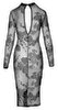 Kleid „Fucking Fabulous Exclusive“ aus Powernet mit Blüten-Samtflockprint