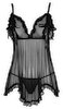 Babydoll plus String, mit geschlitzten Cups und Cut-out am Rücken