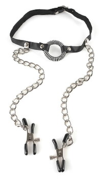 Hauptbild von Mundknebel mit Nippelklammern „O-Ring Gag with Nipple Clamps“