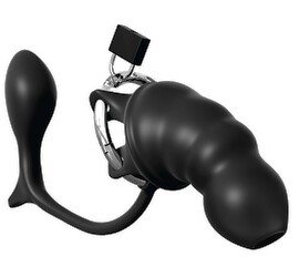 Peniskäfig „Ass-Gasm Cock Blocker“ mit Analplug