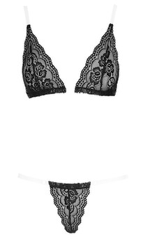 BH plus String aus Spitze mit durchsichtigen Bändern