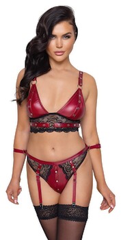 Hauptbild von Bralette plus Straps-Slip, edler Mattlook mit Spitze, Strapse abnehmbar