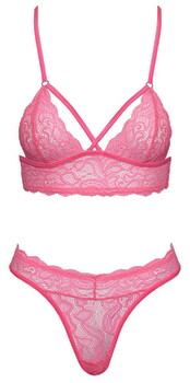 Dessous-Set aus pinkfarbener Spitze