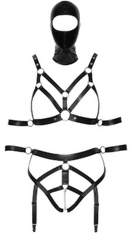 2-teiliges Bondage-Set mit Armfesseln plus Kopfmaske