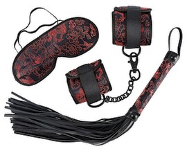 3-teiliges Bondage-Set aus Satin mit Muster