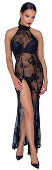 Kleid „Fucking Fabulous“ aus Powernet mit Blüten-Samtflockprint