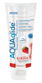 Hauptbild von Gleitgel „AQUAglide Erdbeere“ auf Wasserbasis, vegan