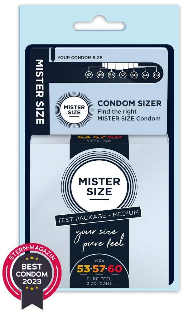 Kondome „Test Package Medium“ inkl. Condom Sizer (Penis-Maßband)