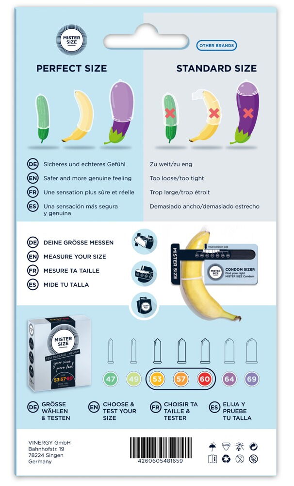 Kondome „Test Package Medium“ inkl. Condom Sizer (Penis-Maßband)