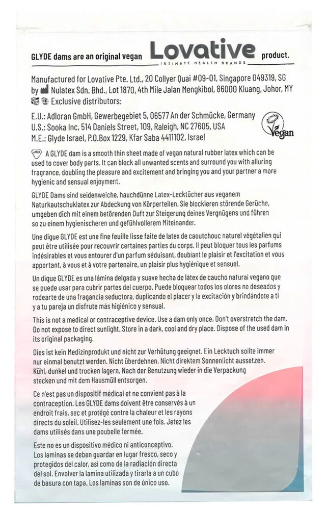 Lecktücher „GLYDE Dams Vanilla“, 4 Stück