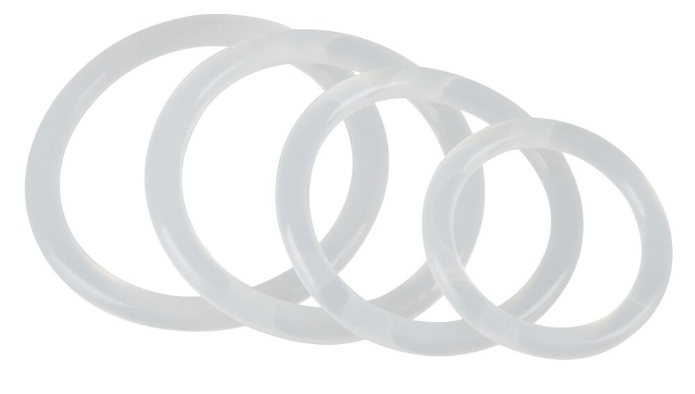 4-teiliges Penisringset „Clear Cock Rings“, 3 - 5 cm Ø