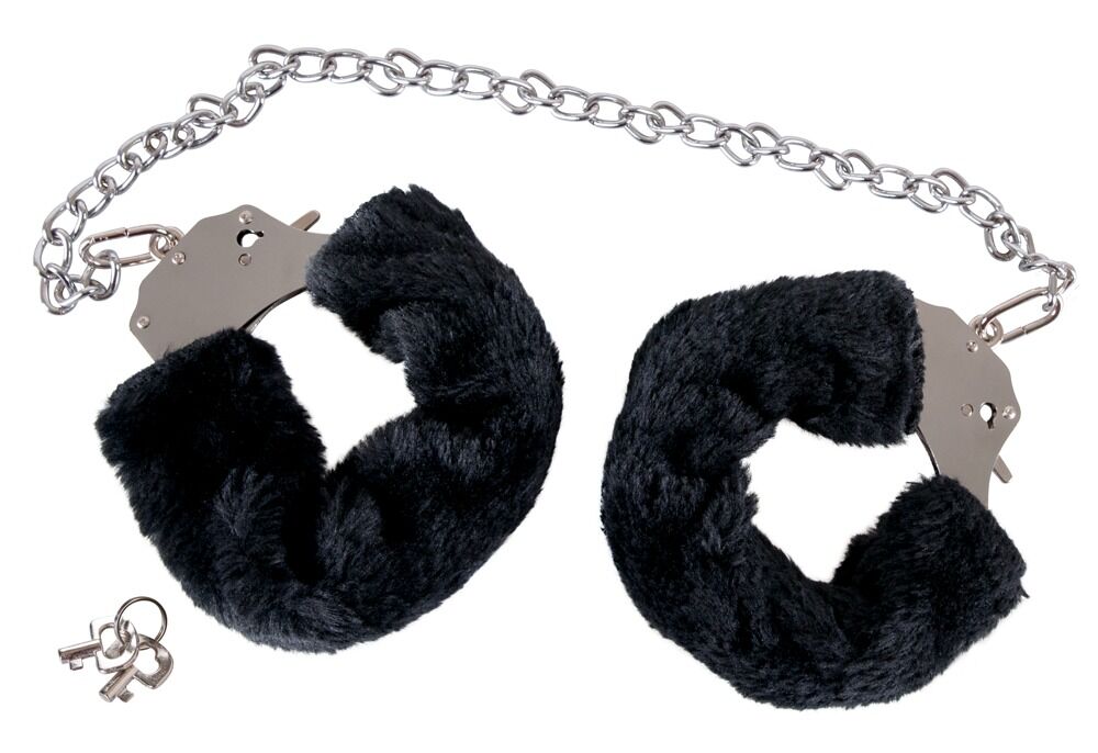 Handschellen „the bigger handcuffs“ mit Plüsch und langer Kette