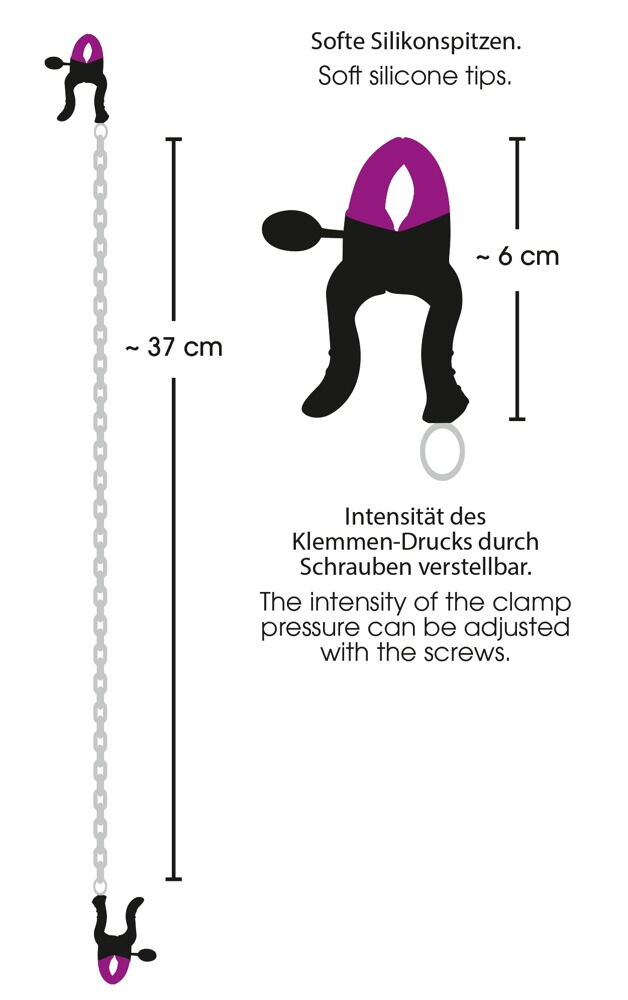 Nippelklemmen „Silicone Nipple Clamps“, verstellbar, mit Stahlkette