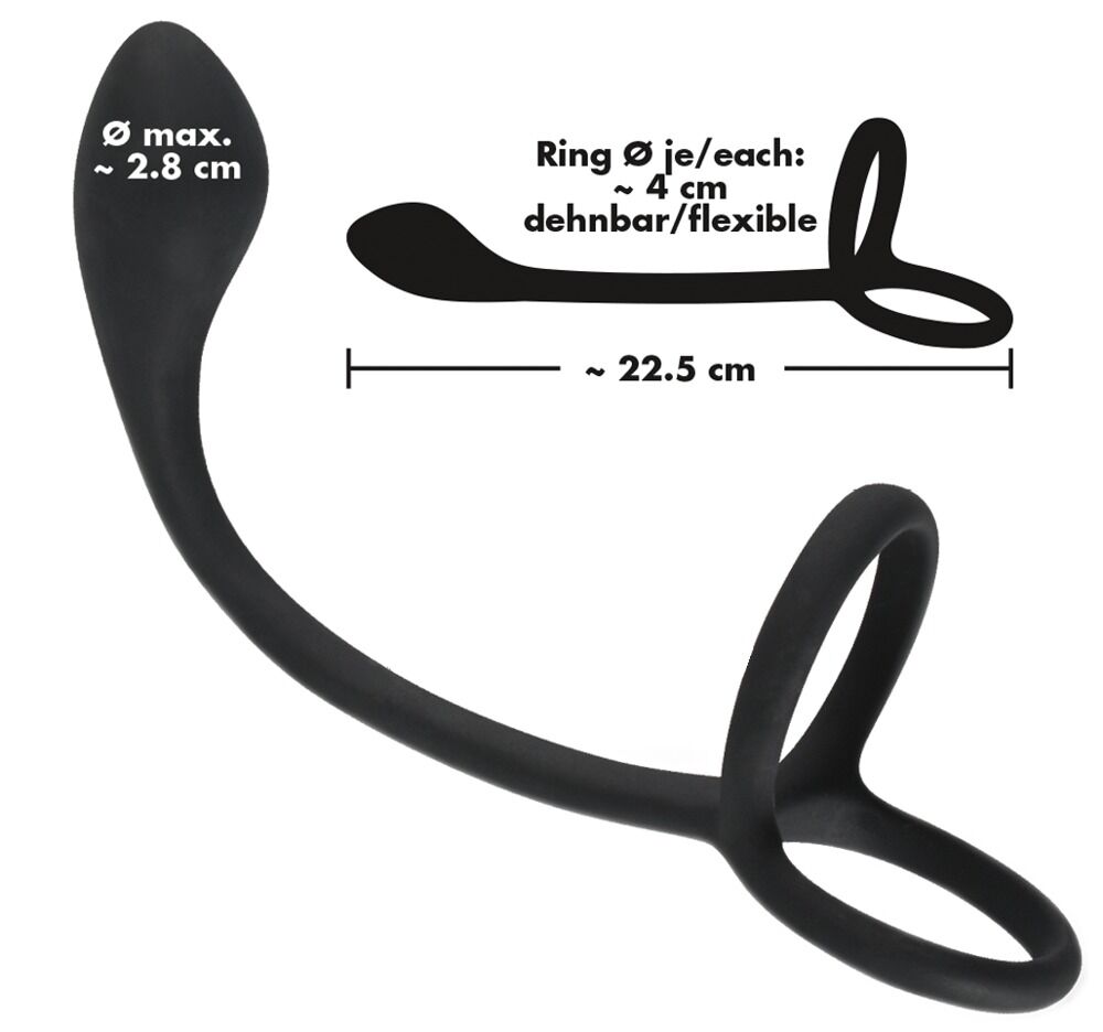 Penis- und Hodenring „Cock & ball ring with butt plug“ mit Analplug