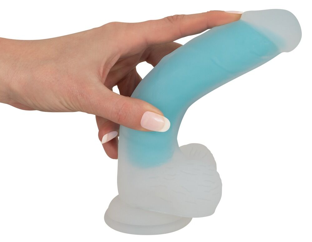 Naturdildo „Glow in the Dark” mit Saugfuß