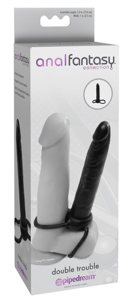 Penis- und Hodenring „double trouble“, mit Dildo