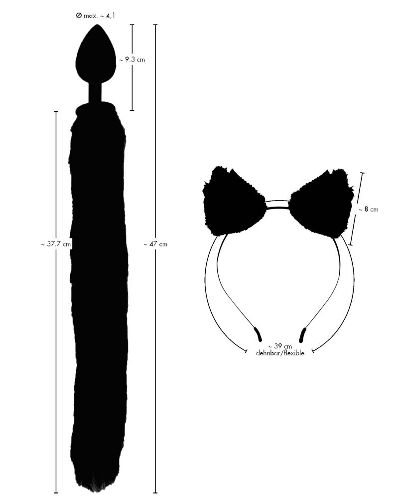 Analplug mit Katzenschwanz plus Haarreif mit Katzenohren