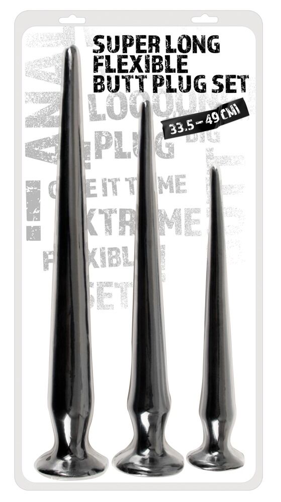 3-teiliges Analplug-Set „Super Long Flexible Butt Plug Set“, verschiedene Extra-Längen und Gewichte