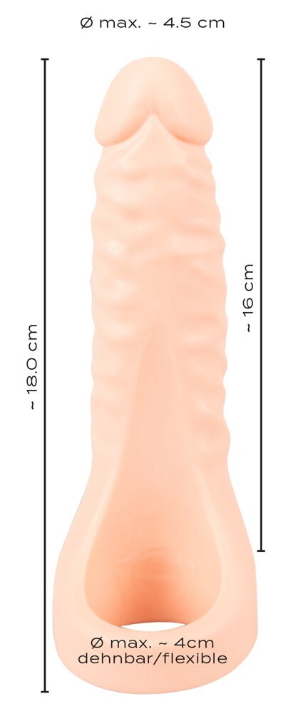 Penis-/Hodenring „Double Fucker“ mit flexiblem Naturdildo