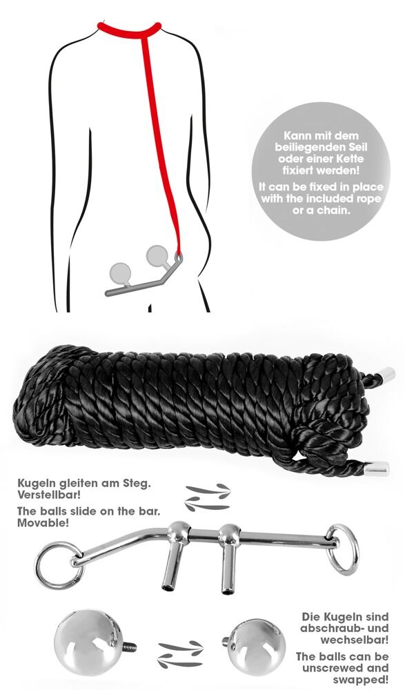 Vaginal-/Analplugs „Bondage Plugs with 10 m Rope“ plus 10-Meter-Bondageseil