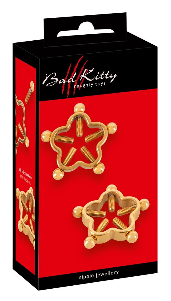 Nippelklemmen „Nipple Jewellery Golden Flower“, 10 g pro Stück, jeweils 5 Justierschrauben