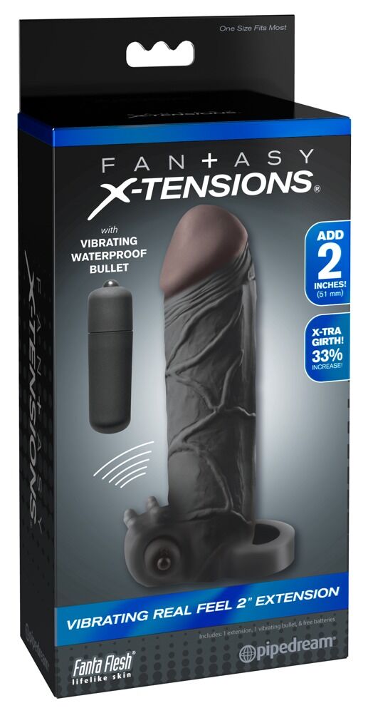 Penishülle „Vibrating Real Feel 2" Extension“, mit Vibration, 16,5 cm