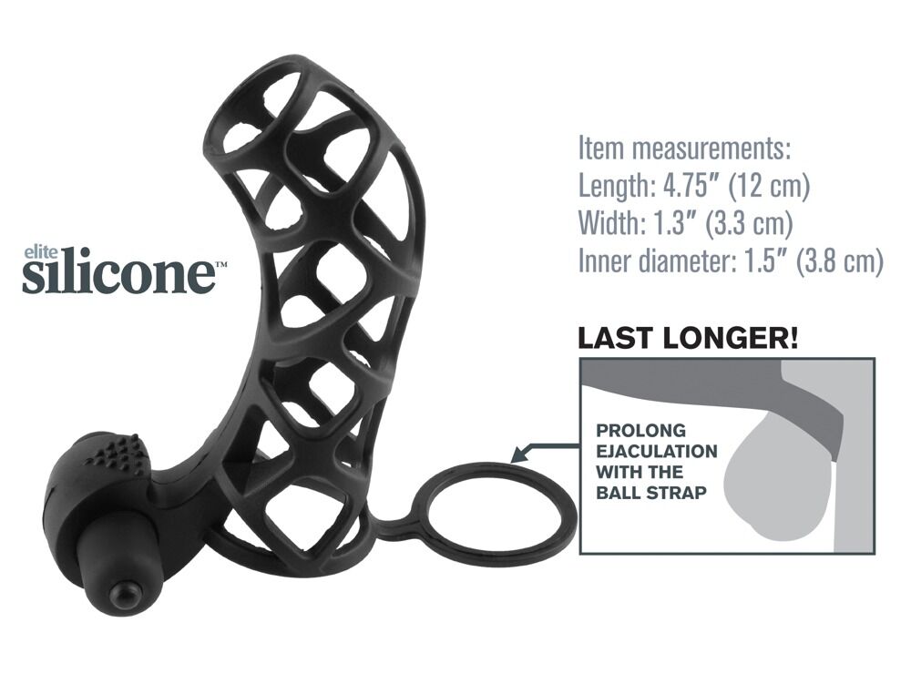 Penismanschette „Extreme Silicone Power Cage“, mit Vibration, 12 cm