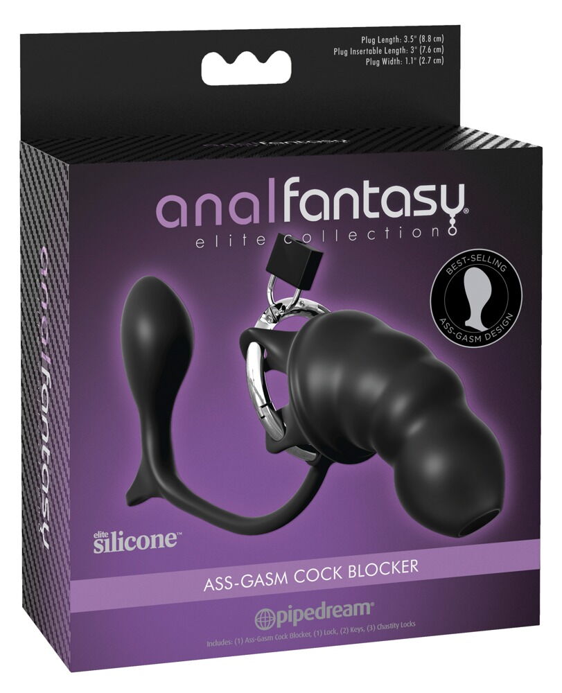 Peniskäfig „Ass-Gasm Cock Blocker“ mit Analplug