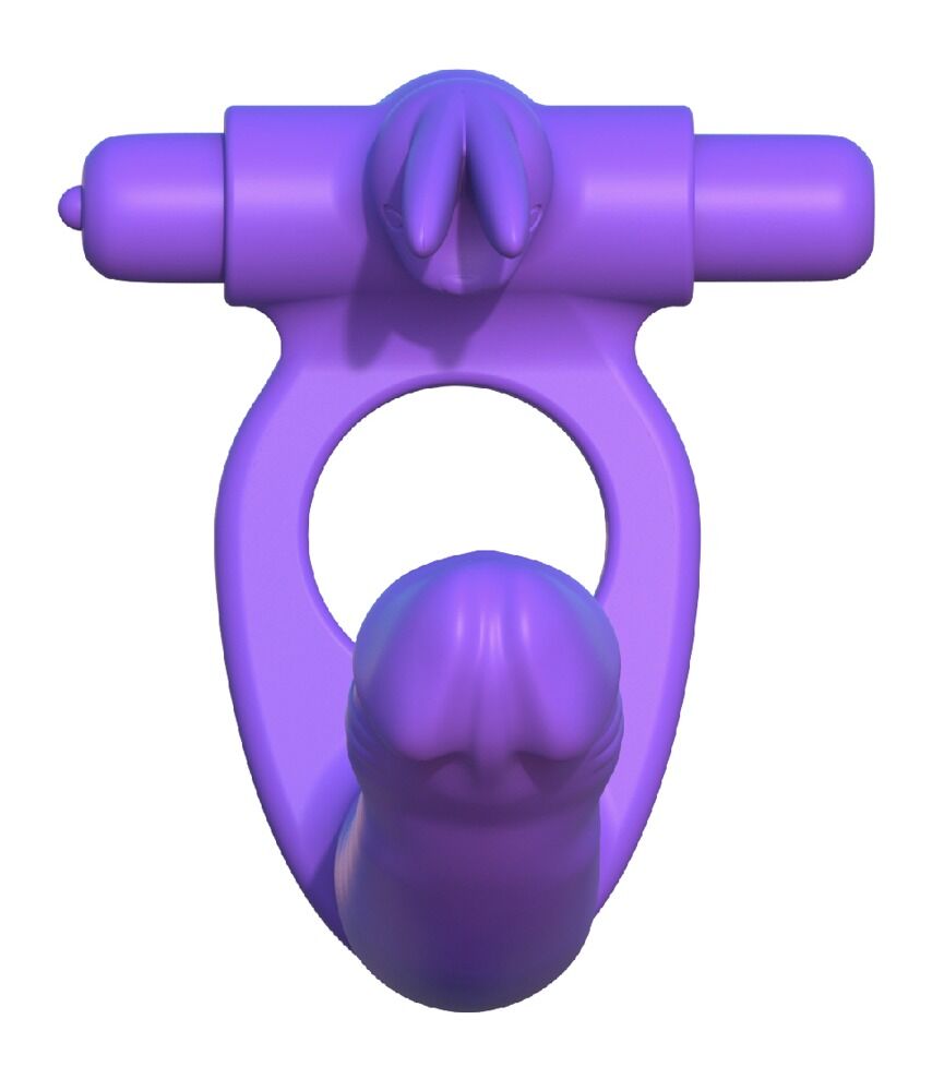 Vibro-Penisring „Silicone Double Penetrator Rabbit“ mit Analdildo