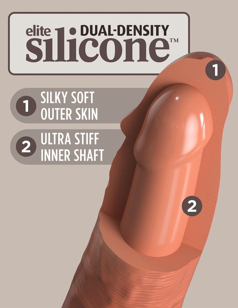 Naturvibrator „6“ Vibrating + Dual Density Silicone Cock“ mit extra starkem Saugfuß