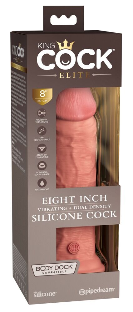 Naturvibrator „8“ Vibrating + Dual Density Silicone Cock“ mit extra starkem Saugfuß