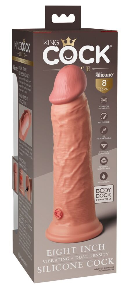 Naturvibrator „8“ Vibrating + Dual Density Silicone Cock“ mit extra starkem Saugfuß