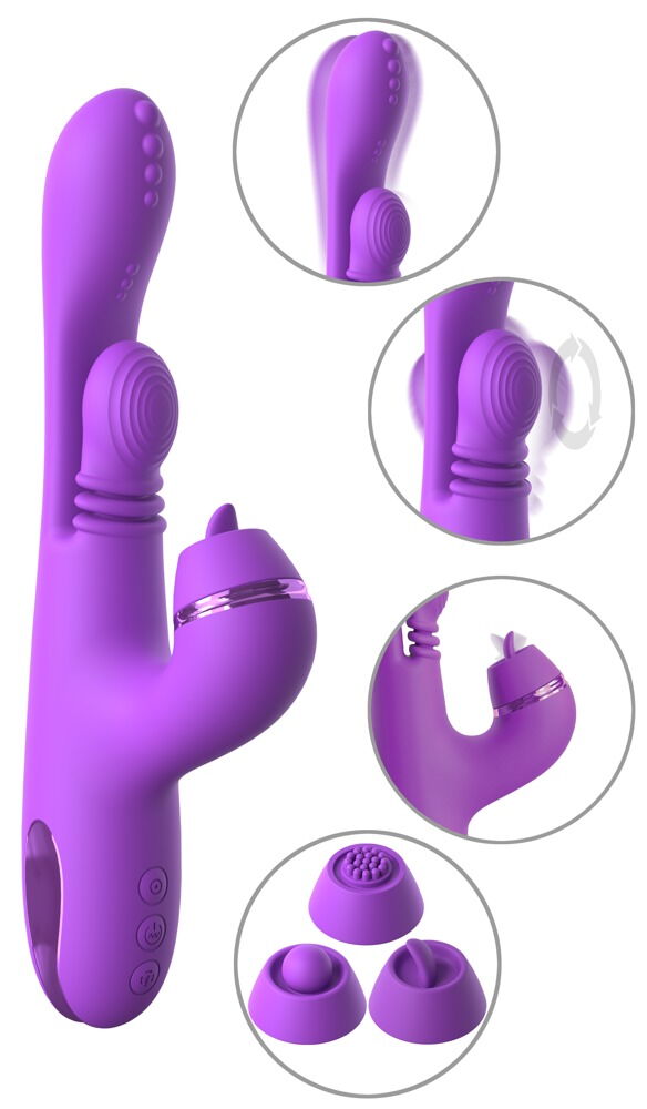 Rabbitvibrator „IntiMotion Pulse Pro“ inklusive 3 Klitoris-Aufsätze