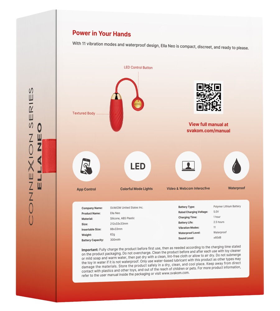 Vibro-Ei „Ella Neo“, 60 g, 11 Vibrationsmodi per App oder am Toy