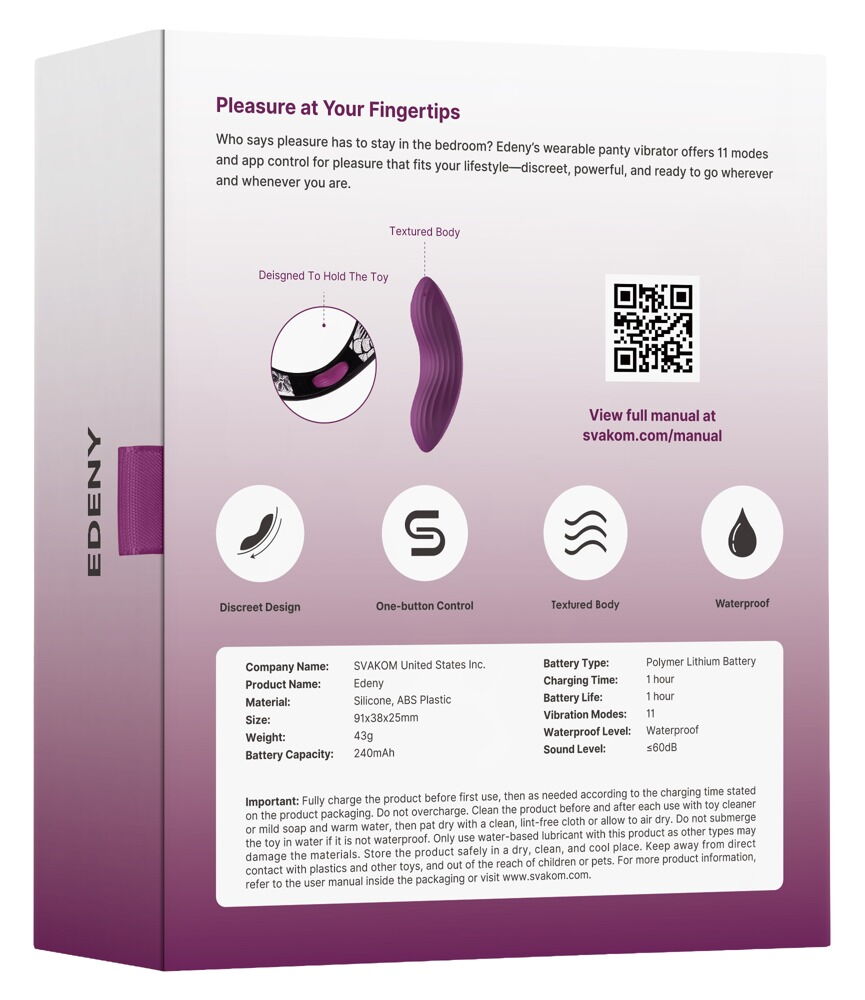 Auflegevibrator „Edeny“, 11 Vibrationsmodi per App