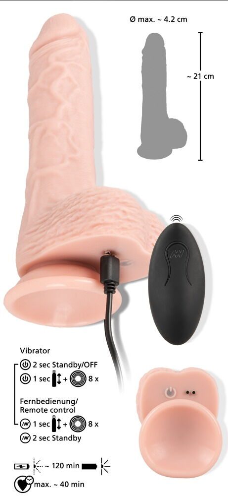 Stoßvibrator „RC Medical Silicone Vibrator“ mit Saugfuß und rotierender Eichel