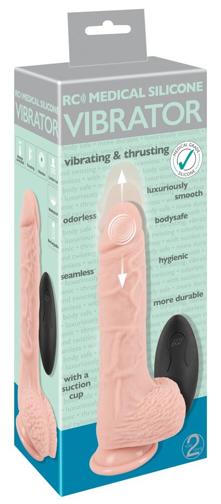 Stoßvibrator „RC Medical Silicone Vibrator“ mit Saugfuß und rotierender Eichel