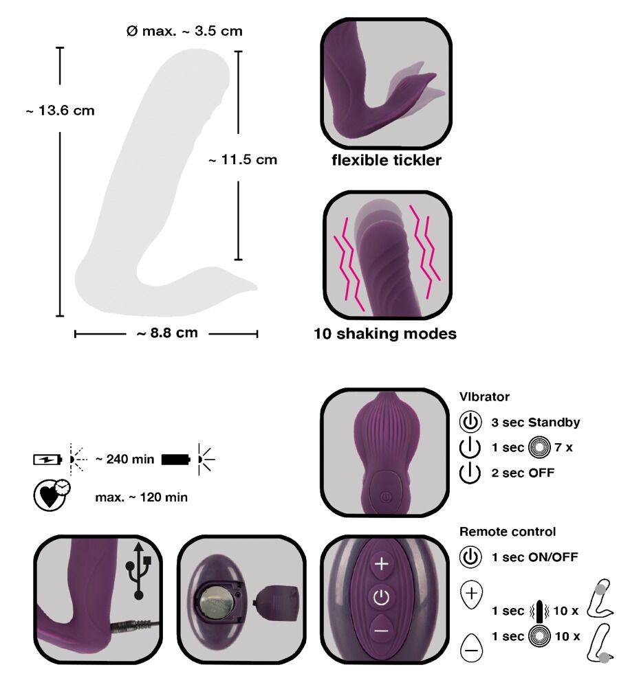 „RC Shaking Panty Vibe“ mit 10 Shaking- und Vibrationsmodi per kabelloser Fernbedienung