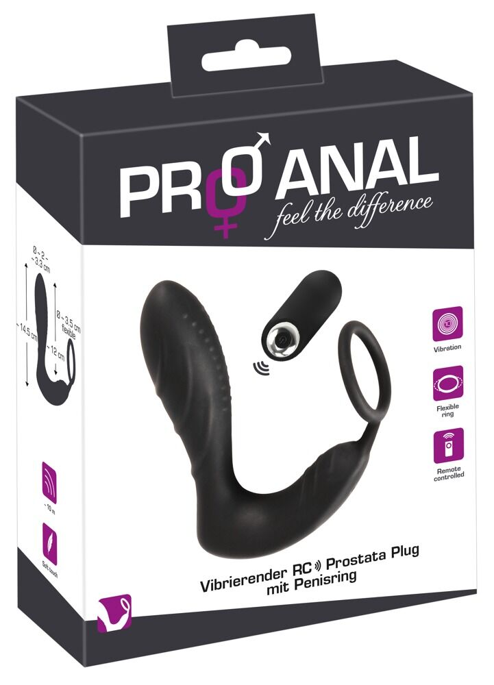 Analvibrator „RC Prostata Plug mit Penisring“