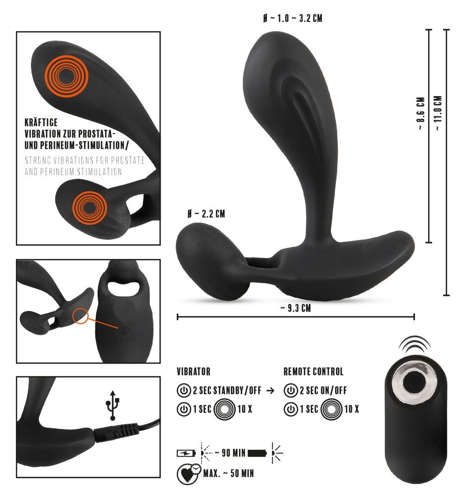 Analvibrator „RC Two Spot Massager“ mit Fernbedienung, 10 Vibrationsmodi