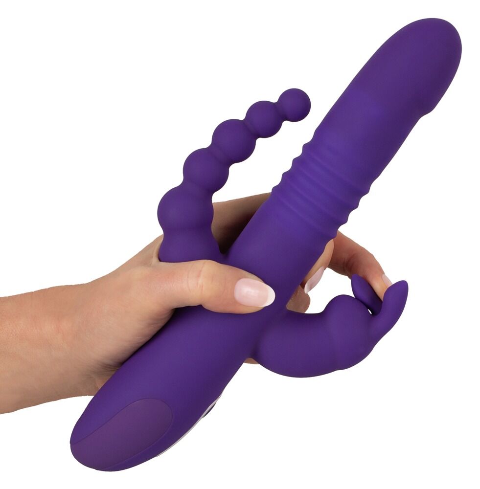 Stoßvibrator „Thrusting Pearl Triple Vibrator“ mit Klitoris- und Analvibrator